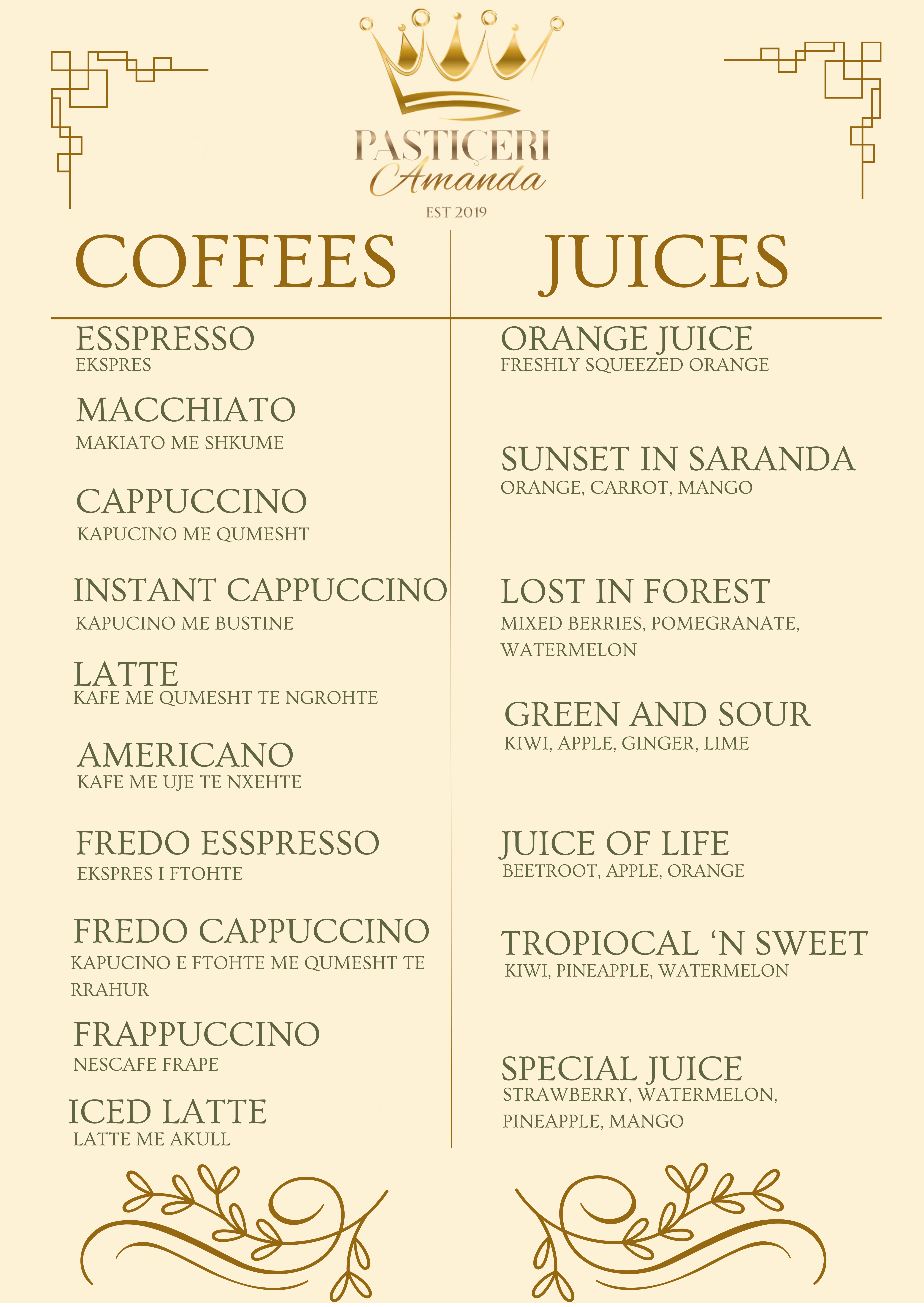 Coffees & Juices